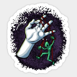 alien caught red handed illustration Sticker